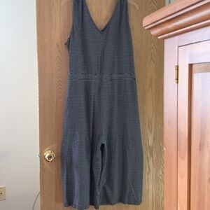 Terra & Sky Black Striped V-Neck One Piece Wide Leg Jumpsuit Womans Plus Size 3X